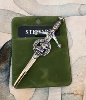Stewart Scottish Clan Crest Badge Kilt Pin Sword Brooch